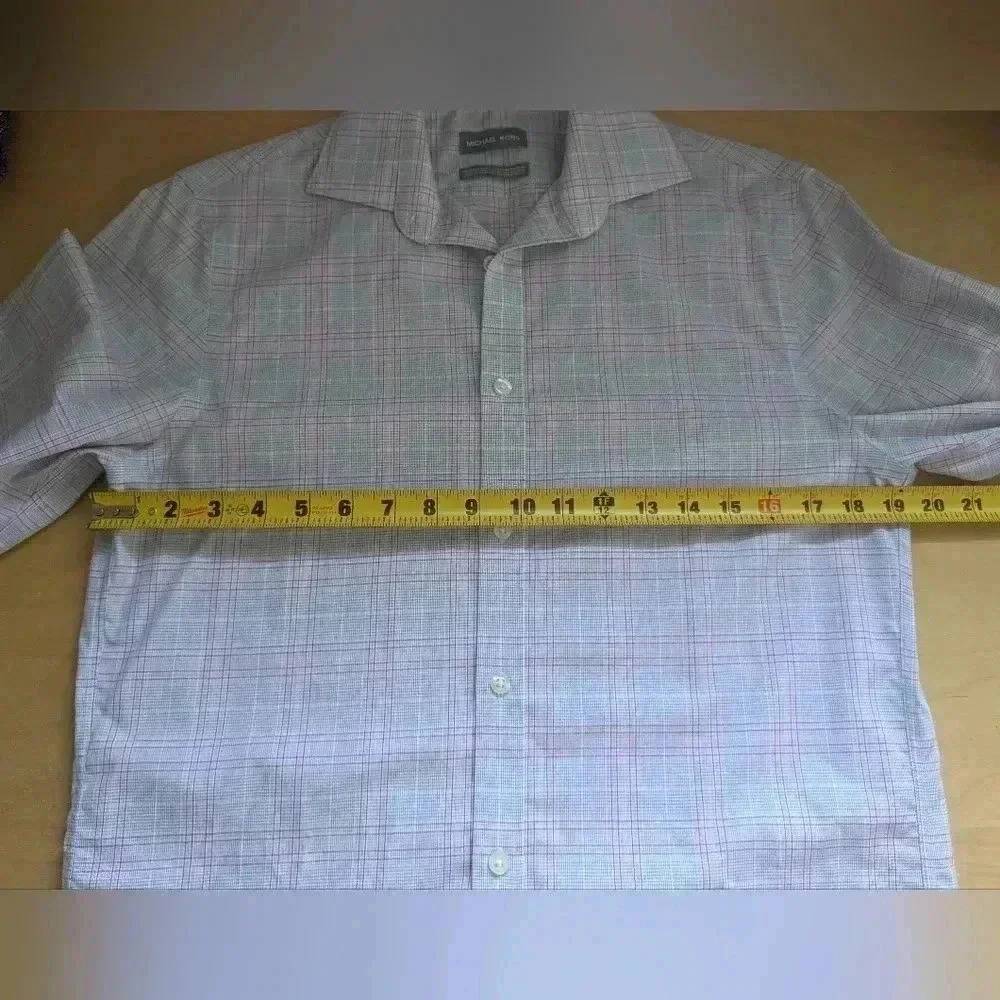 MICHEAL KORS Long sleeves button down shirt size small Gray Pink and white - Picture 7 of 8